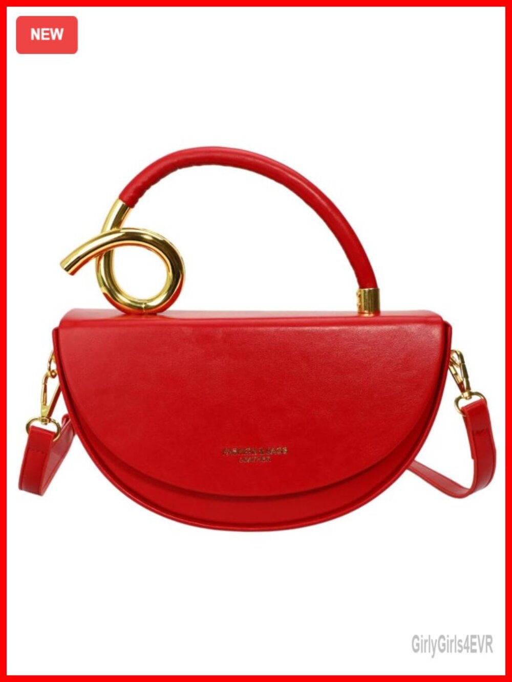 Semi-Circular Saddle Purse PU Leather Crossbody Shoulder Bag